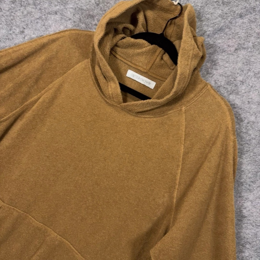 Outerknown Hightide Pullover Hoodie Mens XL Golden Brown Terry Cloth Pocket